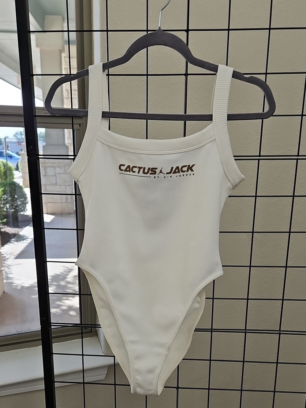 Cactus Jack Travis Scott Jordan Cream Ribbed Tank with Red Jumpman Logo